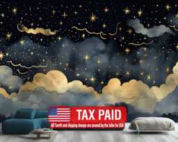 Gold Starry Night Sky Wallpaper Mural, Peel & Stick - thumbnail 1