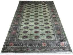 5.6x8 Green Color 3 Ply Bokhara Rug - 1.70x2.50 Triple Pile Bedroom Turkish Extra Thick Afghan - thumbnail 1