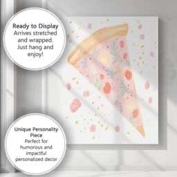 Pastel Floral Pizza Slice Whimsical Food Illustration Canvas Wall Art Print Decor Picture Ready To Hang - thumbnail 3