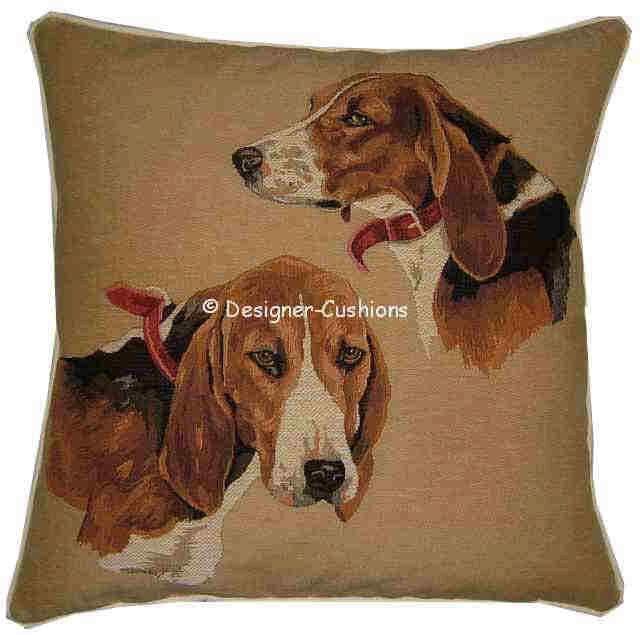 Beagle Heads Woven Tapestry Cushion Cover Sham - image 1