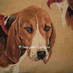 Beagle Heads Woven Tapestry Cushion Cover Sham - thumbnail 2