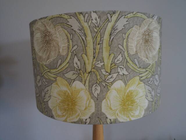 Roses Yellow Lampshade Floral Beige Cotton Fabric Handmade Drum Lamp Shade For Table Floor Or Ceiling Pendant Lighting Various Sizes - image 1