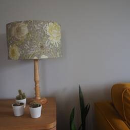 Roses Yellow Lampshade Floral Beige Cotton Fabric Handmade Drum Lamp Shade For Table Floor Or Ceiling Pendant Lighting Various Sizes - thumbnail 3