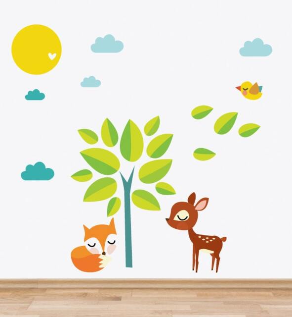 Tree & Animals Wall Sticker Decal - Nursery Stickers, Animal Decals, Home Decor, Baby Room, Art, Girl, Boy