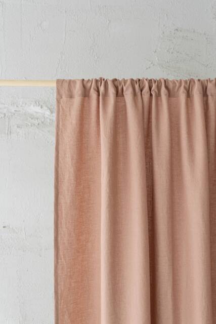 Misty Rose Linen Curtain, Rod Pocket Natural Curtain Panel, Handmade Softened Medium Weight Window Curtains - image 1