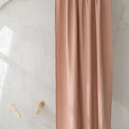 Misty Rose Linen Curtain, Rod Pocket Natural Curtain Panel, Handmade Softened Medium Weight Window Curtains - thumbnail 2
