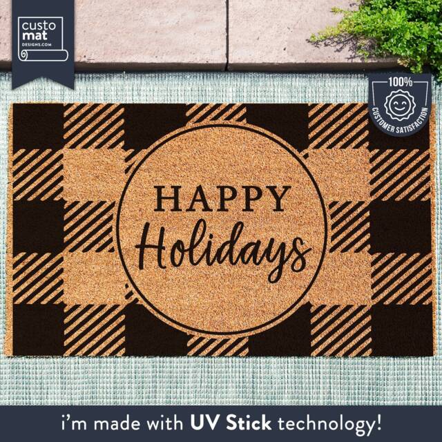 Happy Holidays Doormat - Christmas Door Mat New Home Gift Holiday Season Housewarming Gift- Decor Welcome - image 1