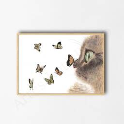 Cat Wall Art Print, Valentines Gift For Daughter From Mom, Decor Teenage Girl Room, Birthday Lover, Animal Poster Kids - thumbnail 1