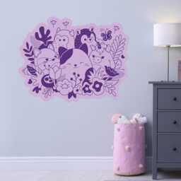 Squishmallows Wall Sticker - Purple Floral Group Decal Art - thumbnail 2
