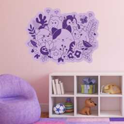 Squishmallows Wall Sticker - Purple Floral Group Decal Art - thumbnail 1