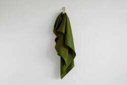 Oversized Linen Bath Sheet, Soft Organic Spa Towel, Moss Green - thumbnail 1