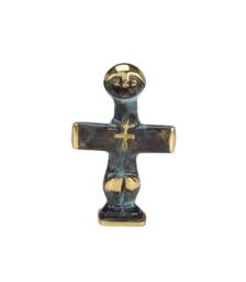 Pomos Idol Bronze Sculpture, Cross Of Cyprus, Ancient Cypriot Artifact Replica, Handmade Brass Statue, Museum Gift - thumbnail 1