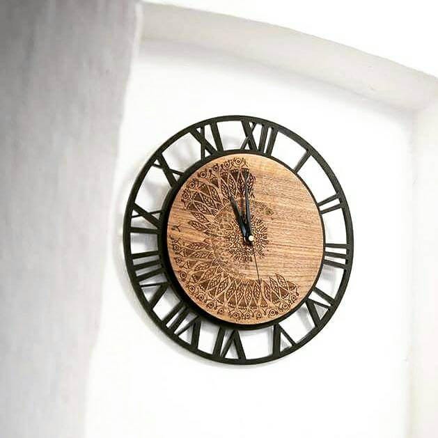 Wooden Wall Clock _ Mandala Woodwork Dedicated Gift Wood Engraved - image 1