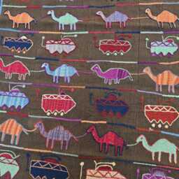 Rust Brown 3??5 Handmade Tribal Kilim Runner, Afghan Wool Animal Motif Rug - thumbnail 4