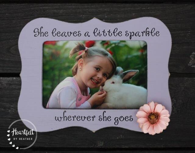 Personalized Lilac Picture Frame For Girl - Sparkle Quote, Custom Birthday Gift - image 1