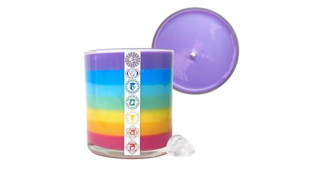 Chakra Healing Candle With Clear Quartz Vanilla Scented Soy - image 1