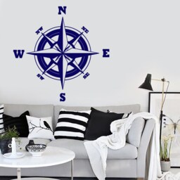 Wall Vinyl Decal Compass 3D Ornament Nautical Marine Science Traveling Modern Beach Home Decor - #1123Dz - thumbnail 2
