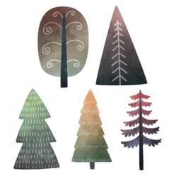 Watercolor Stickers Trees On The Wall, Pines, Spruce Wall Stickers, Adhesive Children's Room Decorations, Nursery Decal A131 - thumbnail 2