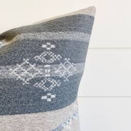 Jade -- Wool Pillow Cover Boho Gray Grey Pillow Lumbar Aztec - thumbnail 2