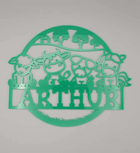 Personalised Cute Farm Animals Bedroom Decor, On The Farm, Sheep, Cow, Horse, Pig Name Sign Name, Door Or Wall Hanger in Acrylic Wood - image 1