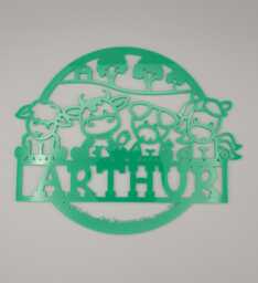 Personalised Cute Farm Animals Bedroom Decor, On The Farm, Sheep, Cow, Horse, Pig Name Sign Name, Door Or Wall Hanger in Acrylic Wood - thumbnail 1