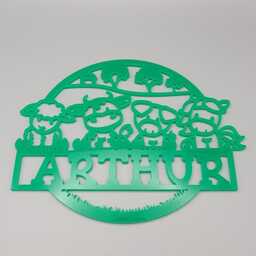 Personalised Cute Farm Animals Bedroom Decor, On The Farm, Sheep, Cow, Horse, Pig Name Sign Name, Door Or Wall Hanger in Acrylic Wood - thumbnail 4