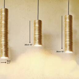 Handmade Gold Ceramic Cylinder Pendant Light - Modern Chandelier - thumbnail 2