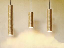 Handmade Gold Ceramic Cylinder Pendant Light - Modern Chandelier