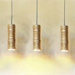 Handmade Gold Ceramic Cylinder Pendant Light - Modern Chandelier - thumbnail 3