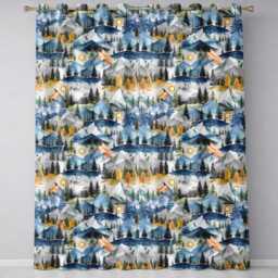 Watercolor Mountain Landscape Pine Trees Seamless Pattern Sage Green Background Readymade Eyelet Ring Top Thermal 100% Blackout Curtains - thumbnail 2