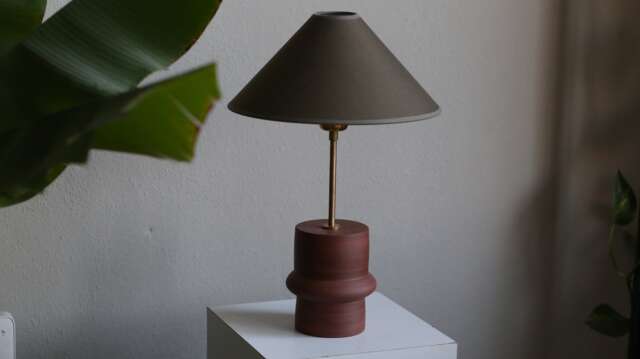 Terracotta Ceramic Table Lamp Minimalist Pottery Lighting - image 1
