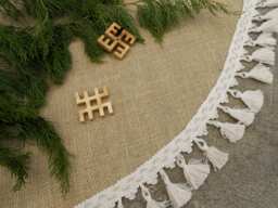 Burlap Christmas Tree Skirt Rustic Decor Country Ornament - thumbnail 1
