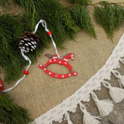 Burlap Christmas Tree Skirt Rustic Decor Country Ornament - thumbnail 3
