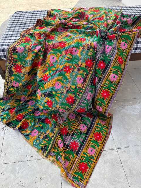 Cotton Kantha Suzani Quilt Hand Embroidered Bedding - image 1