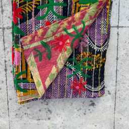 Cotton Kantha Suzani Quilt Hand Embroidered Bedding - thumbnail 4