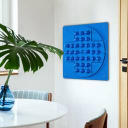 Blue Metal Peg Solitaire Board Game Modern Wall Art Decor - thumbnail 3