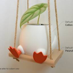 Swinging Duckling Plant Pot Cute Hanging Planter 3D Printed Duck Gift For Lover Her & Him Accessory Succulent Swing - thumbnail 2