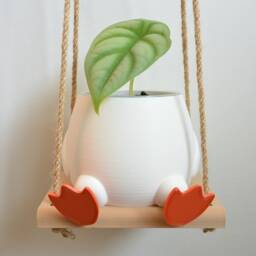 Swinging Duckling Plant Pot Cute Hanging Planter 3D Printed Duck Gift For Lover Her & Him Accessory Succulent Swing - thumbnail 3