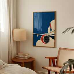 Blue Aircraft Engine Poster - Minimal Aviation Wall Art Modern Graphic Airplane Illustration - thumbnail 2