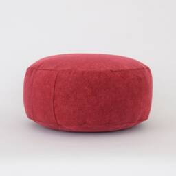 Kapok Filled Zafu Meditation Cushion - Green Stonewash Cotton Ottoman Pouf - thumbnail 2