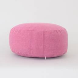 Kapok Filled Zafu Meditation Cushion - Green Stonewash Cotton Ottoman Pouf - thumbnail 3