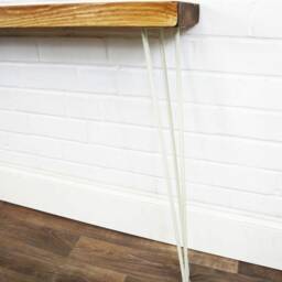Rustic Console Table With White Hairpin Legs - Reclaimed Treated Timber Style Solid Wood Furniture 19.5cm X 4.4cm - thumbnail 3