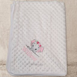 Personalised Embroidered Baby Elephant Flowers Underline Name Dimple Blanket 4 Colors Super Soft - thumbnail 2