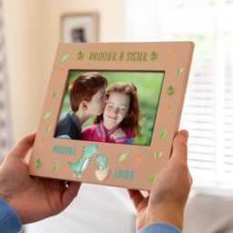 Personalised Dinosaur Photo Frame Pastel Nursery Decor, Sibling Gift - Uv807 - thumbnail 3
