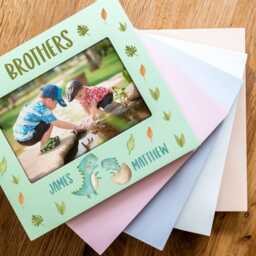 Personalised Dinosaur Photo Frame Pastel Nursery Decor, Sibling Gift - Uv807 - thumbnail 4
