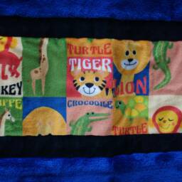 Handmade Modern Baby Minky Blanket Navy Blue, Black & Animal Print Monkey, Giraffe, Turtle, Tiger, Crocodile - thumbnail 2