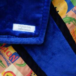 Handmade Modern Baby Minky Blanket Navy Blue, Black & Animal Print Monkey, Giraffe, Turtle, Tiger, Crocodile - thumbnail 4