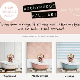 Yorkshire Terrier Dog in A Bath Print, Choose From 3 Poses, Bathing, Funny Bathroom Animal Bathtub, Wall Art - thumbnail 2