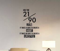 21/90 Rule Inspirational Quote Wall Decal Vinyl Sticker Sports Fitness Habit Lifestyle Motivational Art Office Gym Workout Decor Hq53 - thumbnail 1