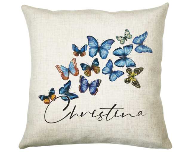 Personalised Butterfly Cushion Magical Gift Printed Name Design - Pillow For Sitting Room Bedroom Decor Birthday Christmasgift Cs485 - image 1